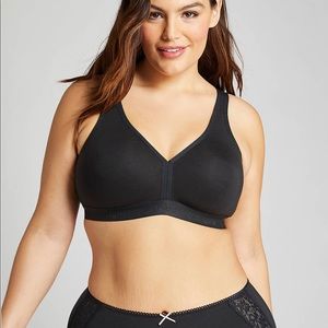 NWT Cacique black cotton no wire bra. 42D